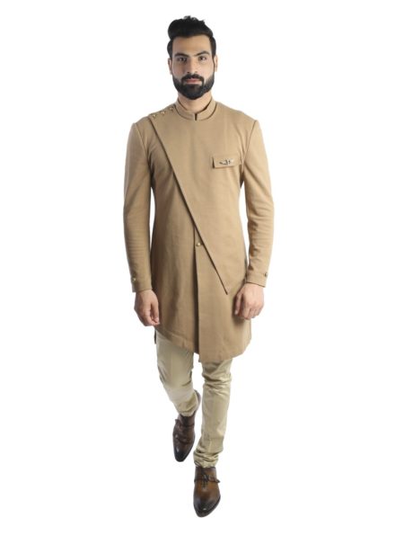 Two piece Unique Indo Western in Brown