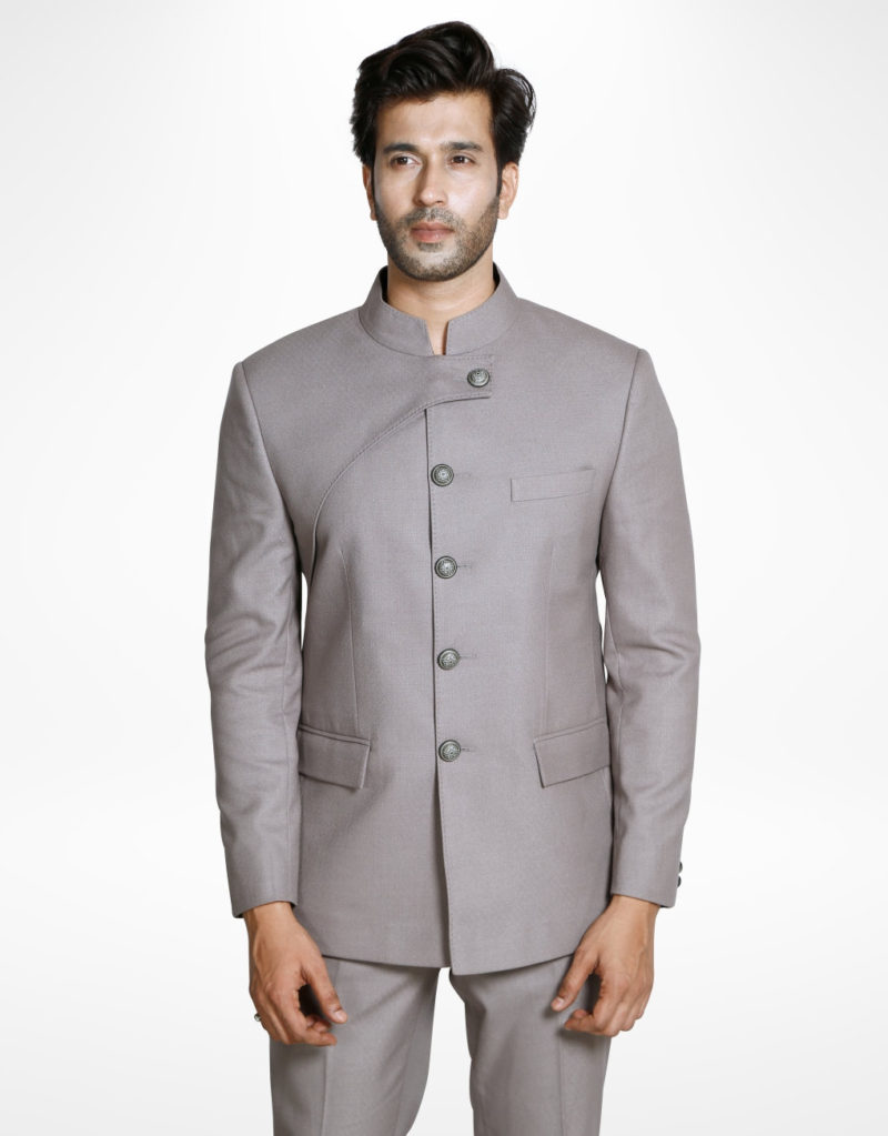 Two-piece Imported Tr Jodhpuri Suit in Grey