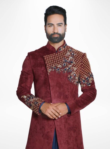 Maroon sherwani