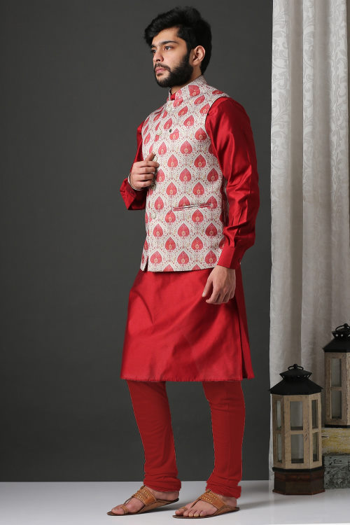 bandhani printed nehru jacket