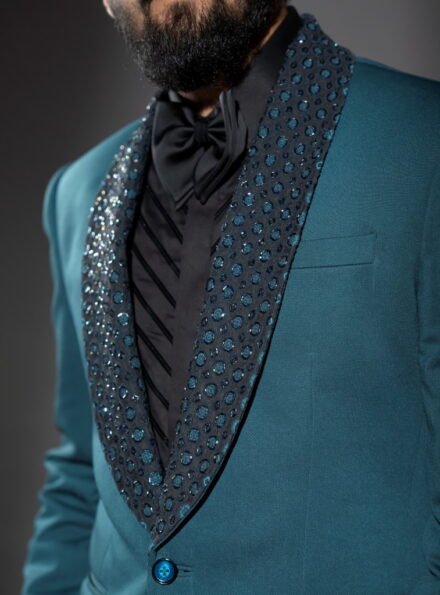 blue tuxedo suit