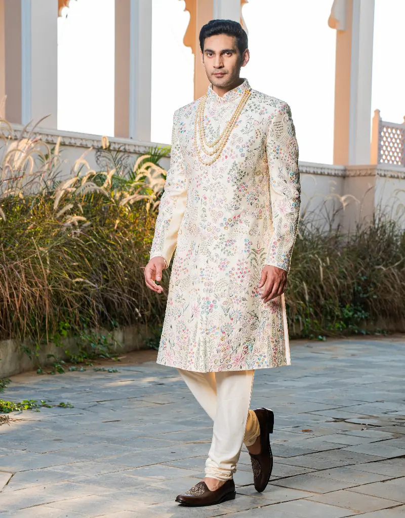 Floral Work Sherwani - The HUB